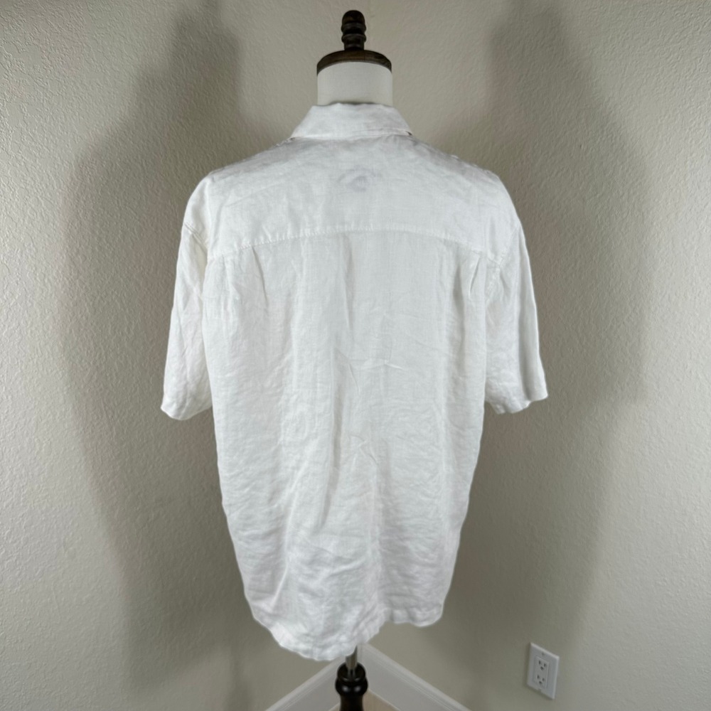 Tommy Bahama Golf Shirt Mens XL White Linen Pineapple Embroidered Coastal Resort - Picture 2 of 8